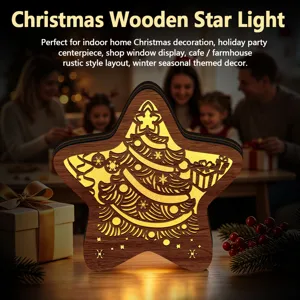 Christmas wooden star light LED light-up festive holiday tabletop decoration for home use