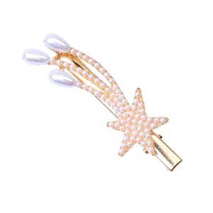 Élégante pince à cheveux perle étoile en alliage doré barrette bec de canard femme