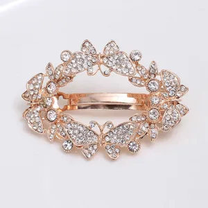 Korean Style Rhinestone Hollow Oval Hair Clip Camellia Floral Spring Clip Metal Hair Accessories For Women