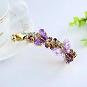 Gold metal rhinestone butterfly banana clip elegant hair accessory for women hair styling