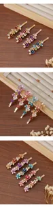Floral rhinestone hair clips antique enamel bobby pins side bangs hair accessories