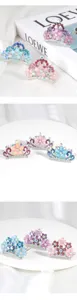 Kids rhinestone crystal tiara hair comb sparkling flower princess hair accessories