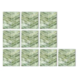 Grüne Aquarell Fischgrät Fliesen Aufkleber wasserdicht Wand und Boden Deko Aufkleber