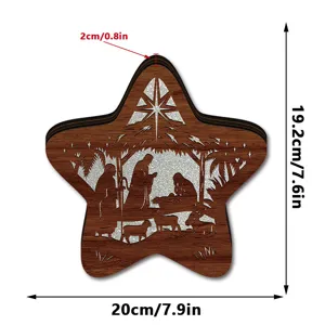 LED wooden Christmas star decoration Nativity scene laser cut holiday desktop ornament