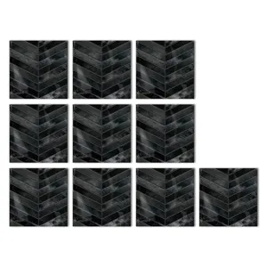 Kristallfolie Fliesenaufkleber 10er Set schwarze Chevron geometrische Wandaufkleber