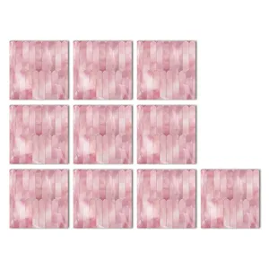Rosa Aquarell Marmor Fliesenaufkleber, 10 Stk. wasserdichte Kristallfolie Wand-Boden-Dekor.