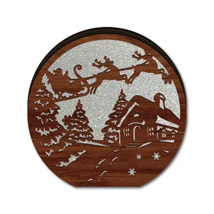 LED luminous wooden Christmas decorative ornament desktop display piece for holiday festive home decor.
