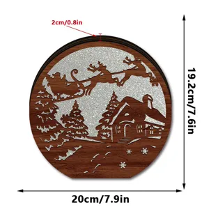 LED lighted wooden Christmas ornament desktop hollow carved decoration holiday gift 20cm