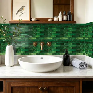 Grüne Kristallfolie Fliesenaufkleber wasserdichte selbstklebende Wandaufkleber Bad