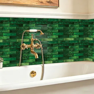 Grüne Kristallfolie Fliesenaufkleber wasserdichte Wanddekoration selbstklebend 10er Pack