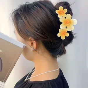 Large 3D Plumeria Hair Claw Clip Colorful Gradient Flower Hair Catch for Women Acc