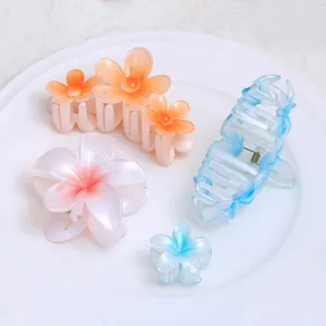 Beautiful colorful frangipani flower hair claw clip large resin hair accessories for women