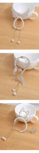 Elegant rhinestone pearl tassel hair claw clip sweet cute bun maker hair accessories for women