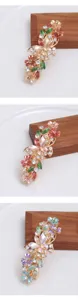 Rhinestone butterfly flower hair clip alloy enamel barrette vintage hair accessories for women
