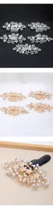 Bridal hair comb detail set, retro floral pearl crystal insert clips, wedding hair accessories.