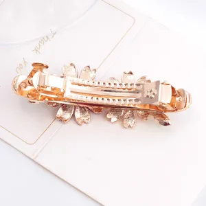 Damen goldene Metall Blume Haarklammer elegante Feder Haarspange Haarschmuck Mode Stil