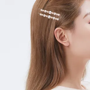 Vintage elegant artificial pearl hair clip set, gold metal bobby pin hair accessories.