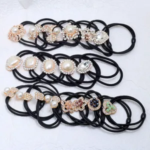 Style coréen perle dorée strass cœur élastique cheveux mode queue de cheval accessoires