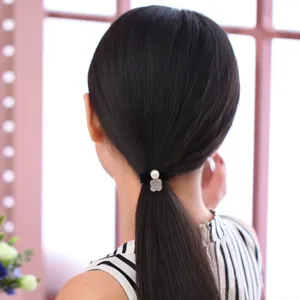 Attache cheveux perle strass style coréen, élastique queue de cheval élégant pour femmes.