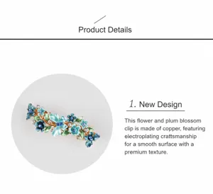 Korean style alloy butterfly flower hair clip, electroplated smooth texture detail view.