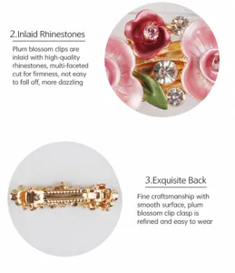 Korean style alloy flower hair clip with sparkling rhinestones and elegant spring back.