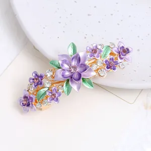 Korean style alloy women hair clip purple flower spring clip fashion hair accessories for women