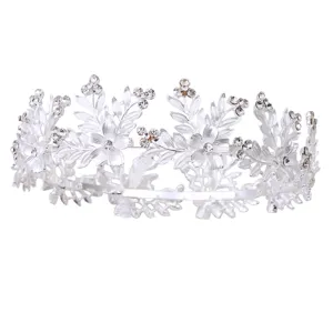 Silberne Braut Tiara Kristall Strass Krone Hochzeit Haarschmuck für Damen elegant