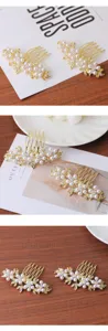 Goldene Perlen Strass Haarkamm Braut Hochzeit Haarschmuck florales Design eleganter.