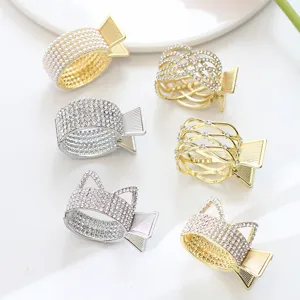 Fashion Alloy Rhinestone Hair Claw Clip Small Interlock Hair Catch Sparkling Crystal Ponytail Holder Hair Accessories For Women