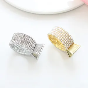 Fashion alloy rhinestone and pearl small hair claws, perfect for elegant ponytail and daily hairstyles.