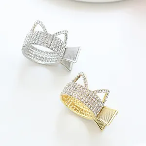 Rhinestone cat ear hair claw clip alloy metal ponytail holder for women fashion accessories