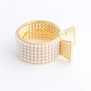 Elegant pearl round hair claw clip alloy ponytail holder for women styling accessories daily use