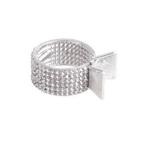Silver rhinestone hair claw clip, sparkling crystal metal hair accessory for women.