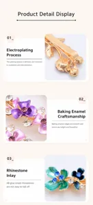 Elegant alloy floral hair clip with exquisite rhinestones and delicate paint craft.