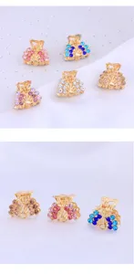 Mini metal rhinestone hair claw clip for women, sparkling crystal mini hair accessories.