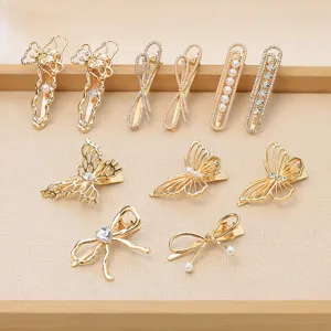 Modischer OL-Stil Legierung Strass Künstliche Perle Haarspange Haarnadel Elegante Schleife Bär Haarschmuck Für Damen