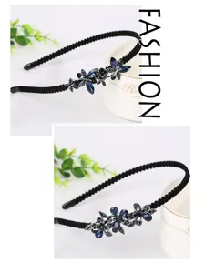 Korean style alloy blue crystal rhinestone headband fashion hair hoop for women daily wash face