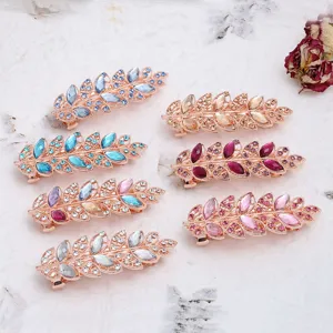 Fermaglio per capelli a molla con strass in lega stile coreano 8cm accessorio elegante