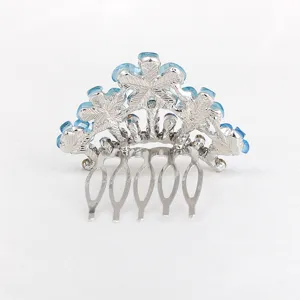 Children silver crystal tiara hair comb sparkling rhinestone princess hair accessories for kids