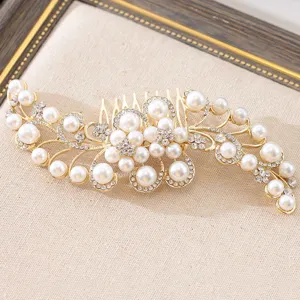 Braut Haarkamm Perle Strass Hochzeit Haarschmuck elegante Legierung Haarnadel Accessoire