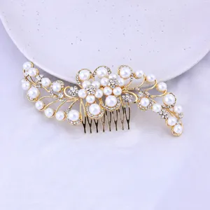 Braut Perle Strass Haarkamm Hochzeit Legierung Haar Accessoire elegante Kopfbedeckung