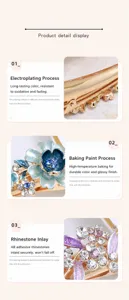 Detailed view of the Korean style alloy flower rhinestone hair claw clip for women.