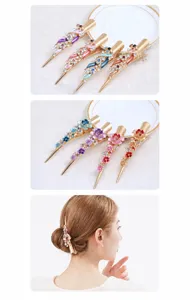 Elegant alloy floral duckbill hair clip with sparkling rhinestones, gorgeous hair accessory.