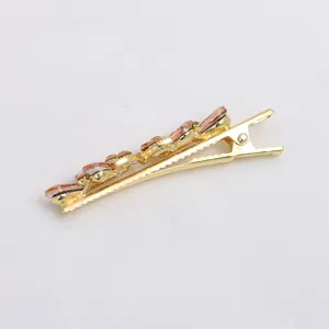Elegant gold rhinestone duckbill hair clip, sparkling side hairpin for charming summer styles.