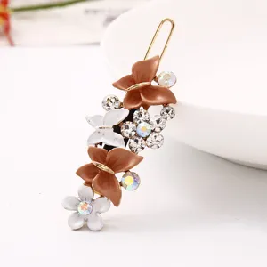Pince à cheveux papillon en émail style coréen strass accessoire cheveux floral doux femme.