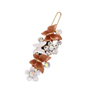 Jolie pince à cheveux papillon fleur en émail avec strass barrette en métal élégante