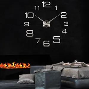 3D acrylic mirror wall clock DIY frameless large wall clock modern minimalist decor