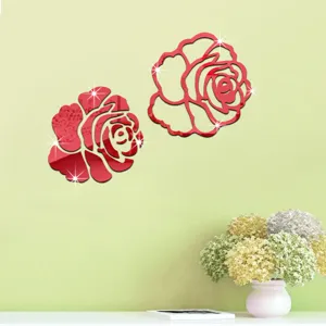 3D Acryl Rose Spiegel Wandaufkleber Selbstklebend Heimdekor für Wohnzimmer Schlafzimmer