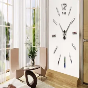 Moderne 3D Acryl Spiegel Wanduhr DIY große Ziffern Aufkleber für Wohnzimmer Heimdeko.