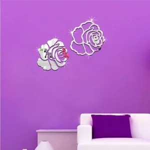 3D Acryl Rosen Spiegel Wandaufkleber Detailansicht für Zuhause Schlafzimmer Wohnzimmer